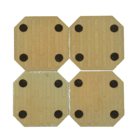 Vintage Kitty Cat Coasters In Wood Holder Porcelain Tiles Signed MG Set of 4 Hom - Picture 8 of 10